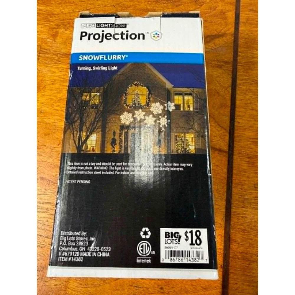 Gemmy LED Lightshow Projection Snowflurry White Turning Swirling Light‎ 14382